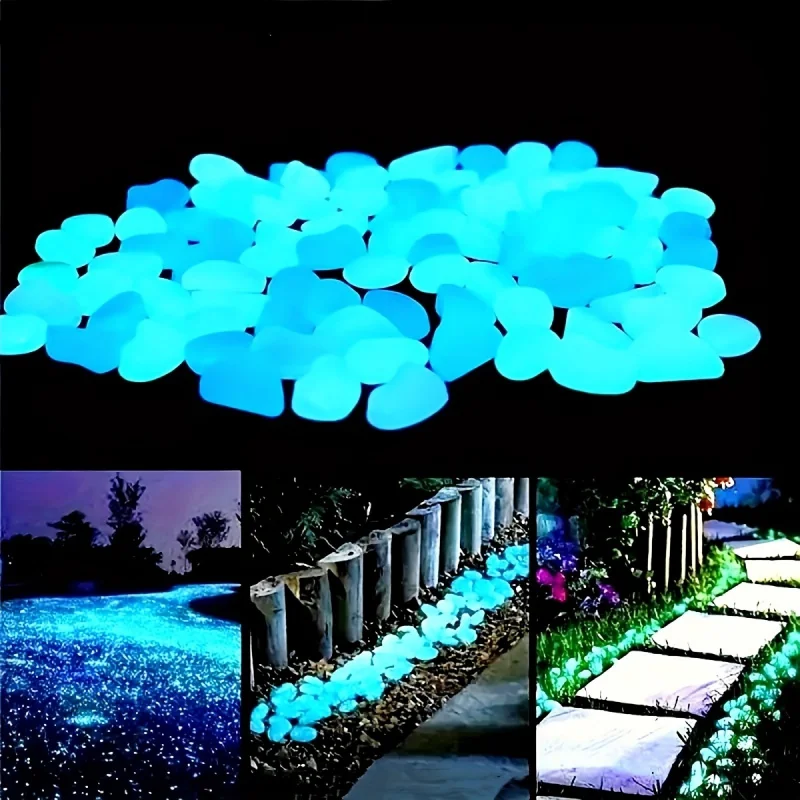 Marine Aquarium Aquascape - 発光小石ナイトライトストーン水族館造園装飾品100個ガーデンウェディングデコレーションオーナメント用品