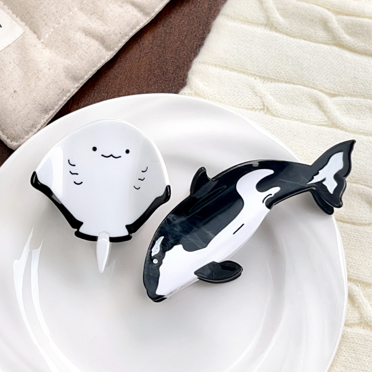 Marine Aquarium Decorations - 新しいスタイルの海洋生物クジラヘアクリップ、高級で可愛いアセテートヘアピン、後頭部アップスタイルのサメヘアアクセサリー