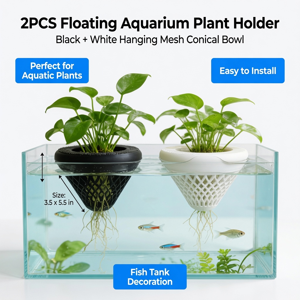 2個入りフローティングアクアリウムプラントホルダー、水槽用吊 - Marine Aquarium Aquascape のレビューと価格