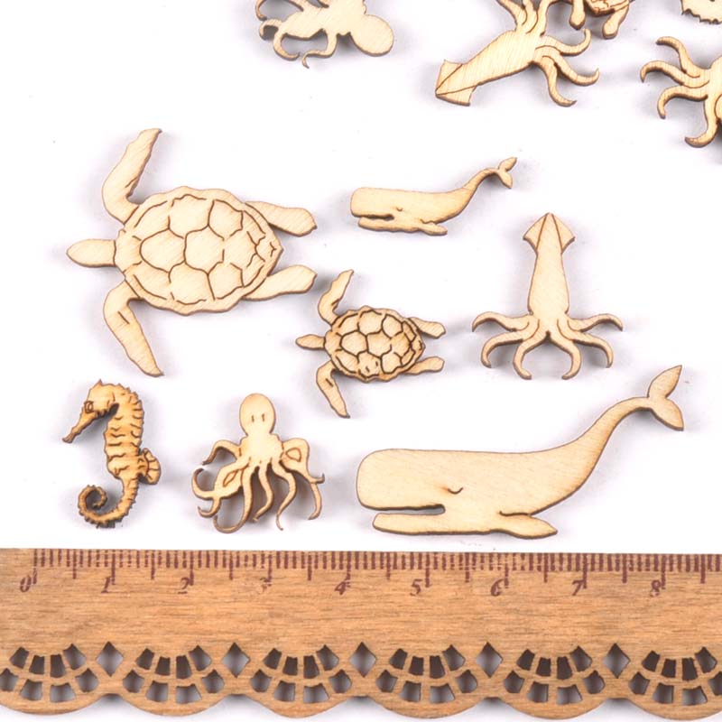 20個25-40mmウミガメ/馬/クジラの木diy工芸品家の - Marine Aquarium Decorations のレビューと価格