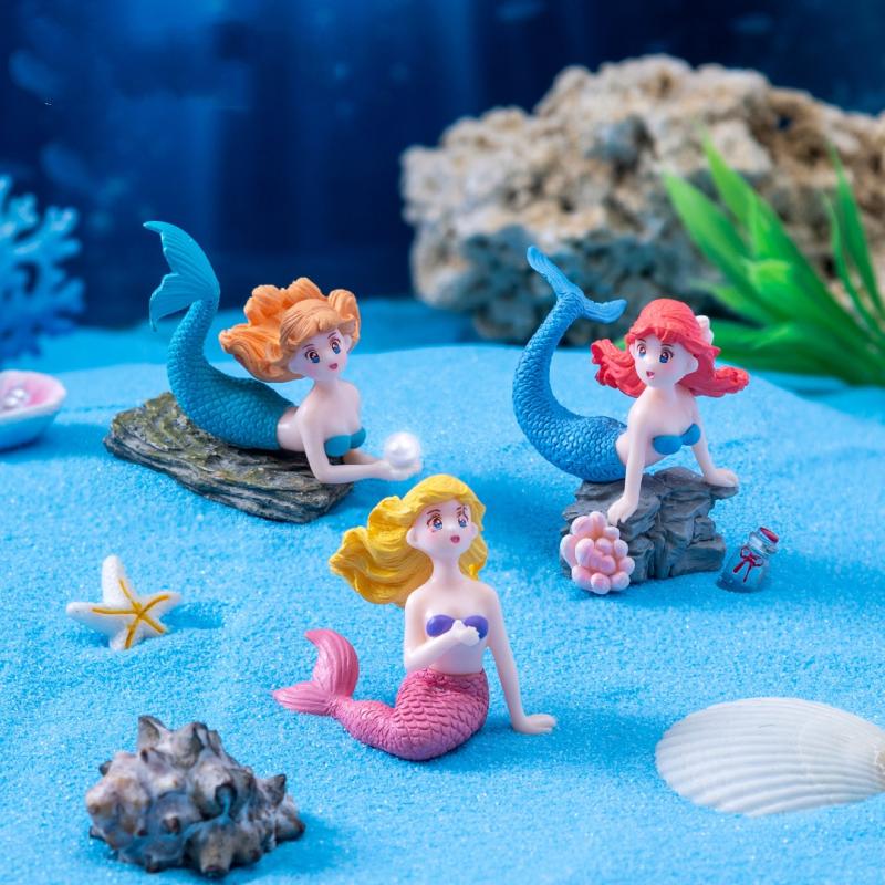 4 個のプラスチック水槽リトルマーメイドオーナメントミニチュ - Marine Aquarium Aquascape のレビューと価格