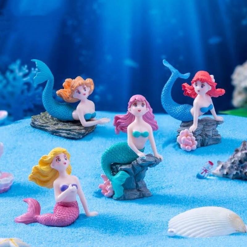 4 個のプラスチック水槽リトルマーメイドオーナメントミニチュ - Marine Aquarium Aquascape のレビューと価格