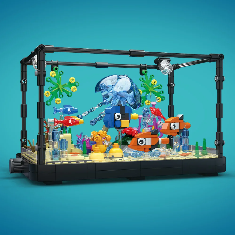 ライト付き水槽ビルディングブロックセット、水槽、海洋カメ、1 - Marine Aquarium Decorations のレビューと価格