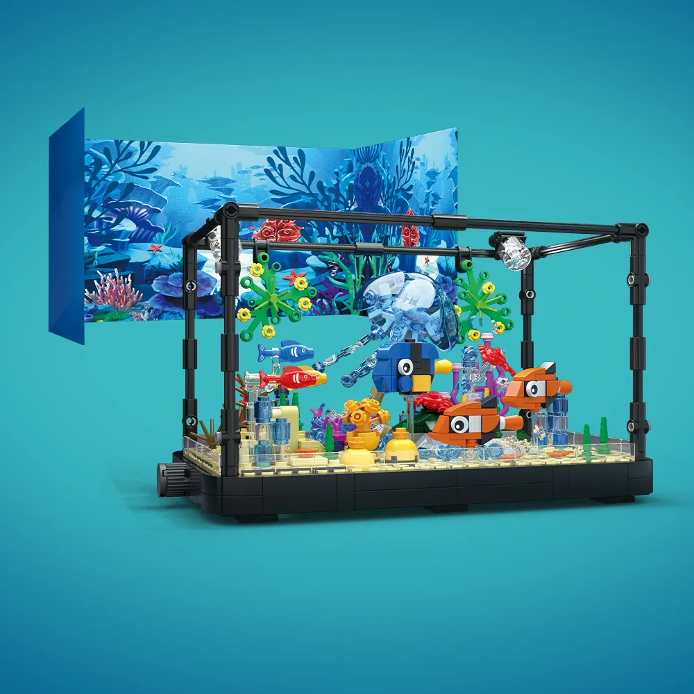 ライト付き水槽ビルディングブロックセット、水槽、海洋カメ、1 - Marine Aquarium Decorations のレビューと価格