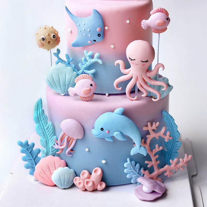 海のタコクジラケーキデコレーション動物ケーキトッパーデコレー - Marine Aquarium Decorations のレビューと価格